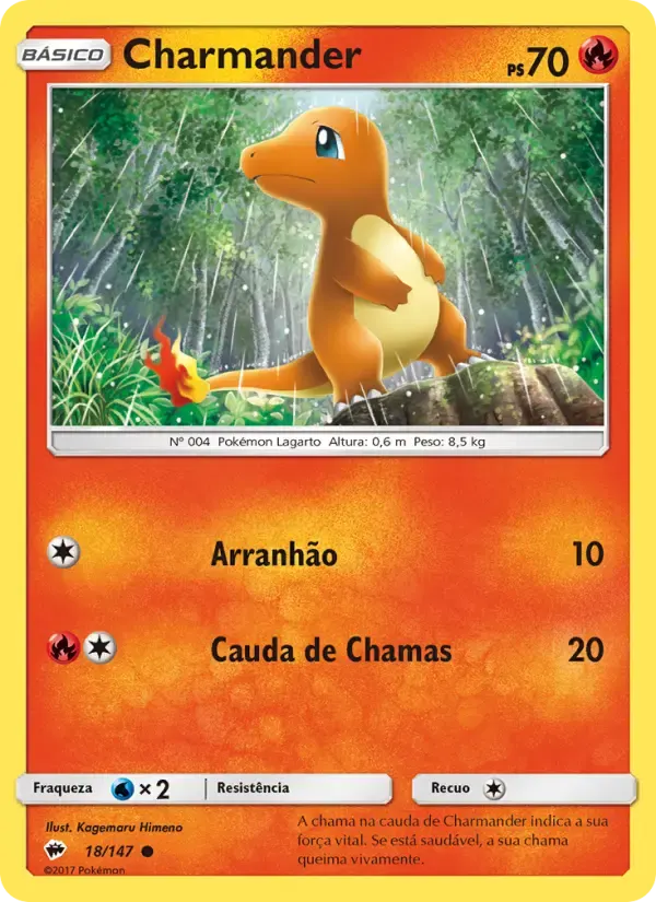 Charmander — Sombras Ardentes 18 Portuguese Pokémon card