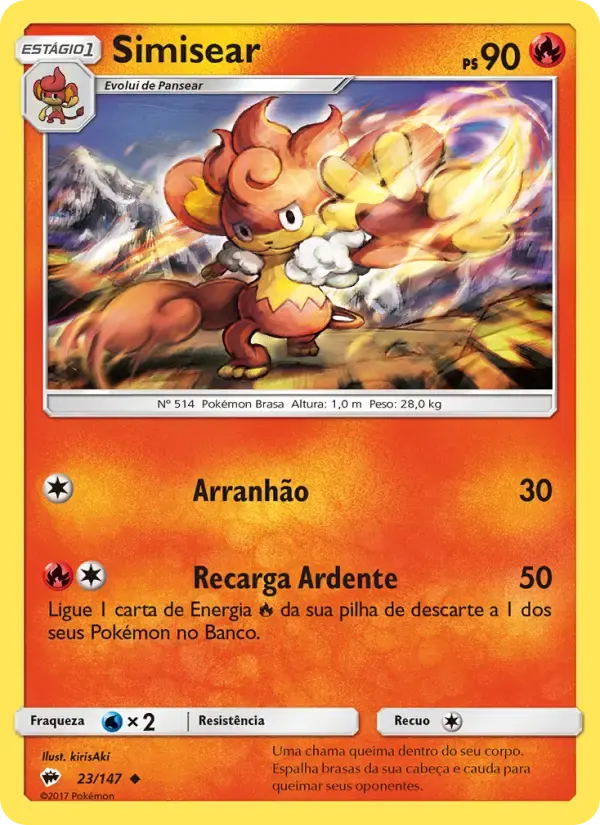 Simisear — Sombras Ardentes 23 Portuguese Pokémon card