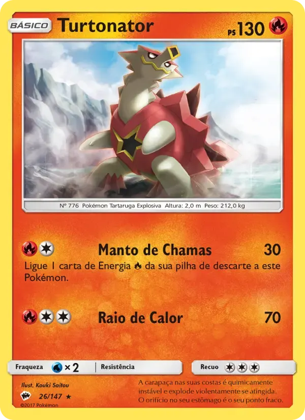 Turtonator — Sombras Ardentes 26 Portuguese Pokémon card