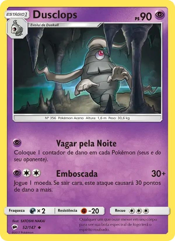 Dusclops — Sombras Ardentes 52 Portuguese Pokémon card