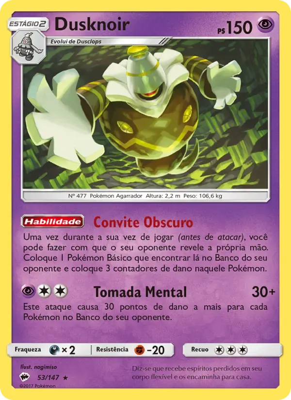 Dusknoir — Sombras Ardentes 53 Portuguese Pokémon card