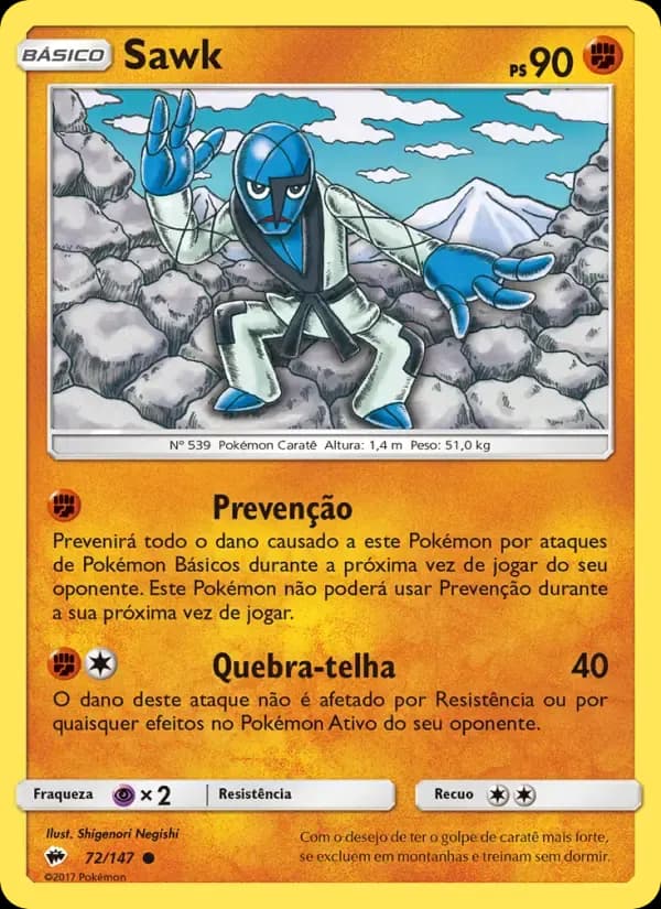 Sawk — Sombras Ardentes 72 Portuguese Pokémon card