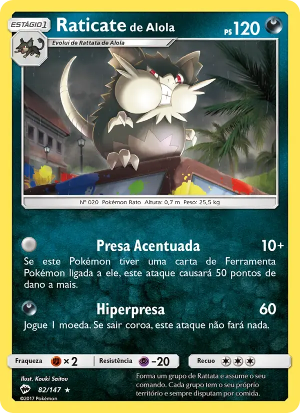 Raticate de Alola — Sombras Ardentes 82 Portuguese Pokémon card
