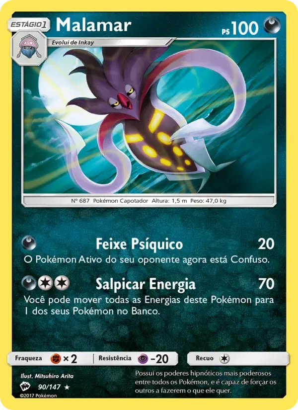 Malamar — Sombras Ardentes 90 Portuguese Pokémon card