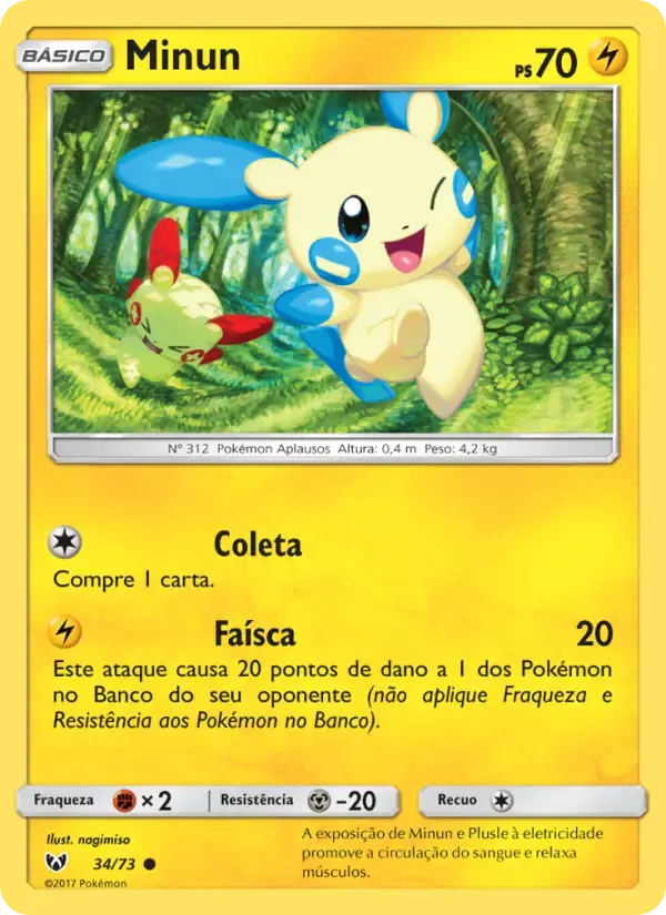 Minun — Lendas Luminescentes 34 Portuguese Pokémon card