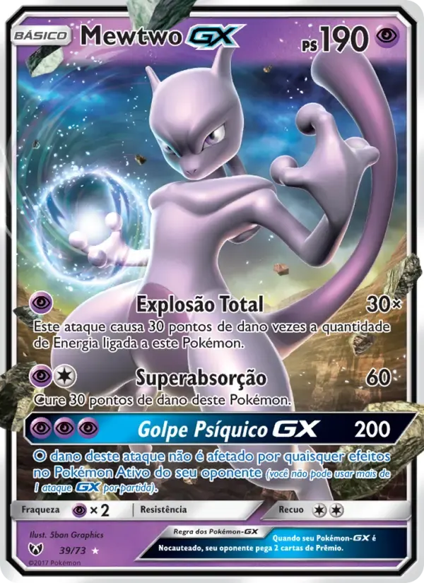 Mewtwo GX — Lendas Luminescentes 39 Portuguese Pokémon card