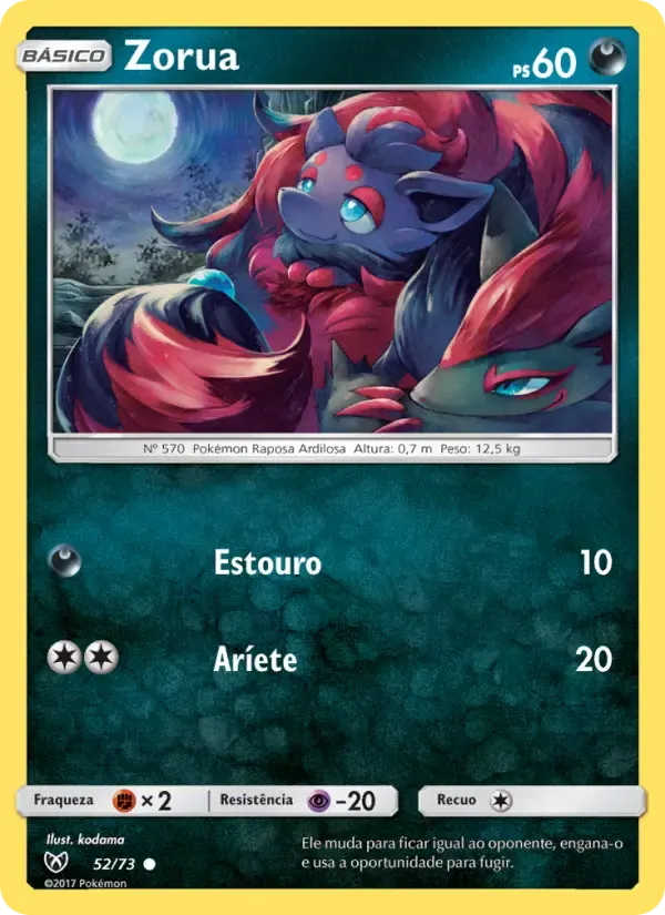 Zorua — Lendas Luminescentes 52 Portuguese Pokémon card