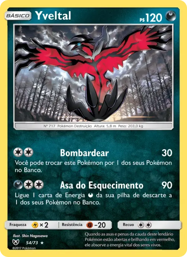 Yveltal — Lendas Luminescentes 54 Portuguese Pokémon card