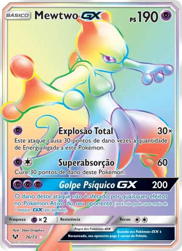Mewtwo GX — Lendas Luminescentes 76 Portuguese Pokémon card