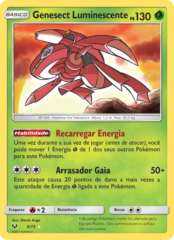 Genesect Luminescente — Lendas Luminescentes 9 Portuguese Pokémon card