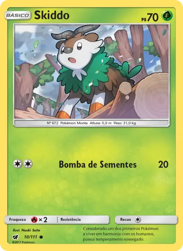 Skiddo — Invasão Carmim 10 Portuguese Pokémon card