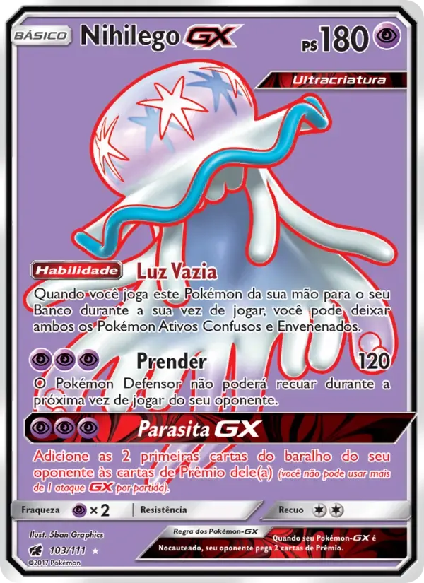 Nihilego GX — Invasão Carmim 103 Portuguese Pokémon card