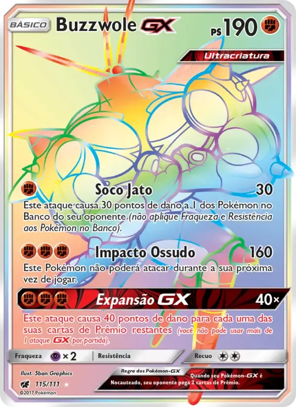 Buzzwole GX — Invasão Carmim 115 Portuguese Pokémon card