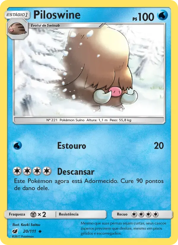 Piloswine — Invasão Carmim 20 Portuguese Pokémon card