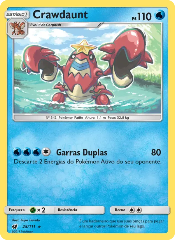 Crawdaunt — Invasão Carmim 25 Portuguese Pokémon card