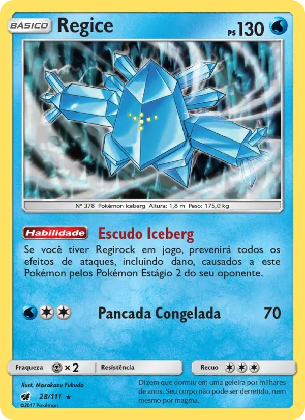 Regice — Invasão Carmim 28 Portuguese Pokémon card