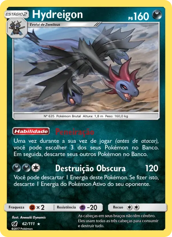 Hydreigon — Invasão Carmim 62 Portuguese Pokémon card