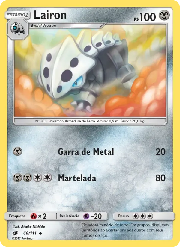 Lairon — Invasão Carmim 66 Portuguese Pokémon card