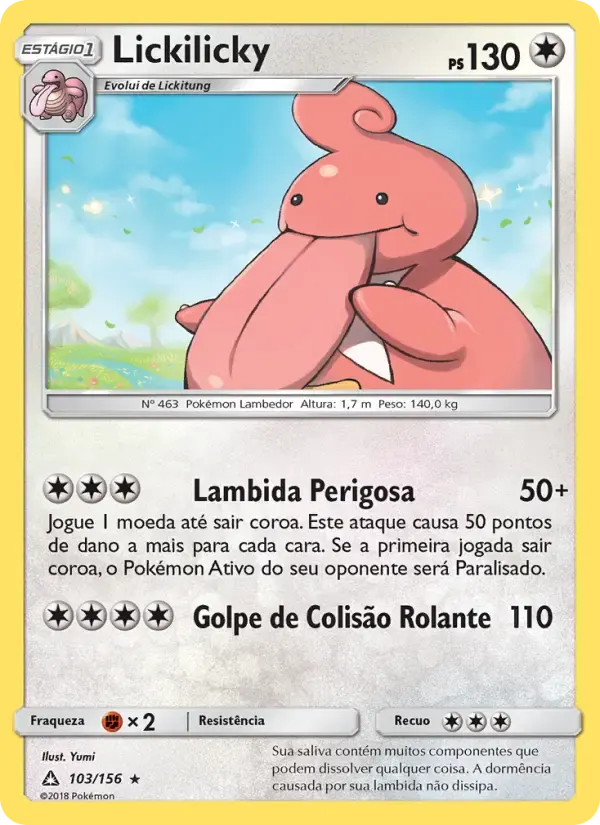 Lickilicky — Ultra Prisma 103 Portuguese Pokémon card