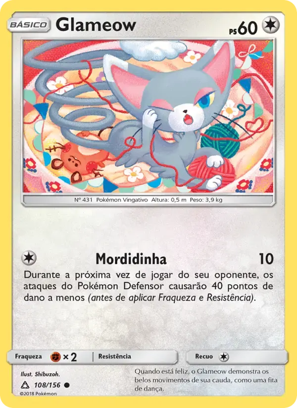 Glameow — Ultra Prisma 108 Portuguese Pokémon card