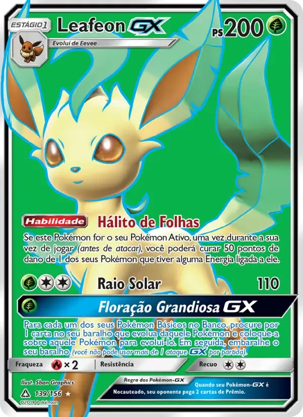 Leafeon GX — Ultra Prisma 139 Portuguese Pokémon card