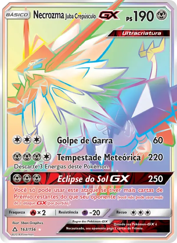 Necrozma Juba Crepúsculo GX — Ultra Prisma 163 Portuguese Pokémon card