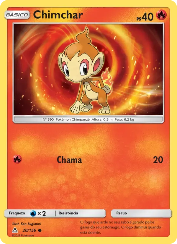 Chimchar — Ultra Prisma 20 Portuguese Pokémon card