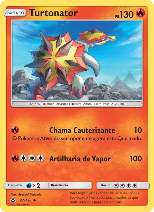 Turtonator — Ultra Prisma 27 Portuguese Pokémon card