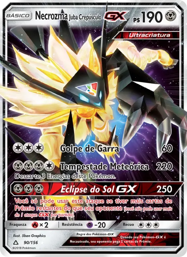 Necrozma Juba Crepúsculo GX — Ultra Prisma 90 Portuguese Pokémon card