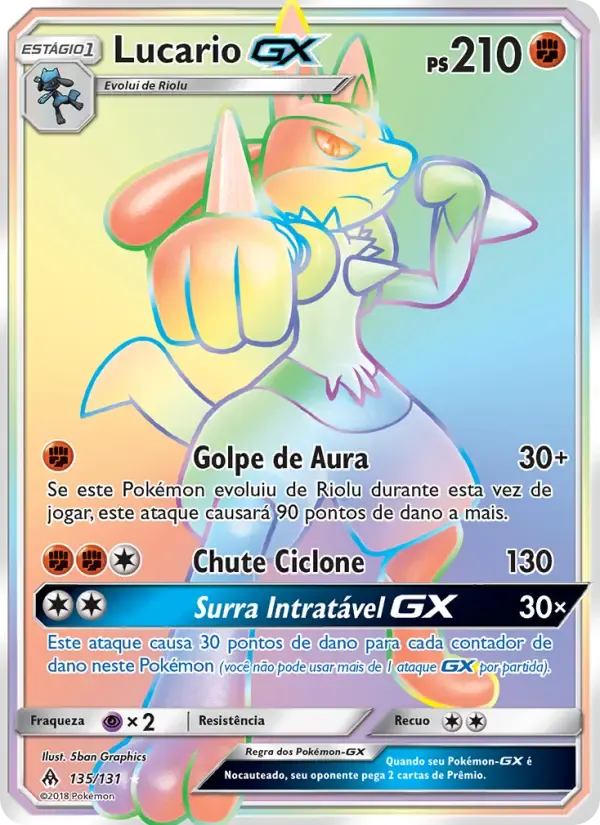 Lucario GX — Luz Proibida 135 Portuguese Pokémon card
