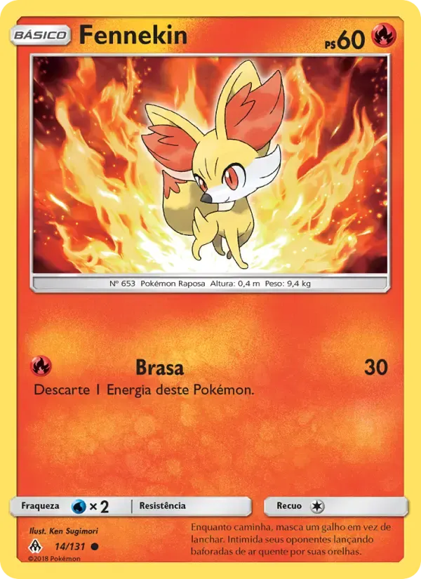 Fennekin — Luz Proibida 14 Portuguese Pokémon card