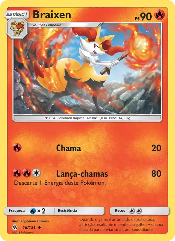 Braixen — Luz Proibida 16 Portuguese Pokémon card