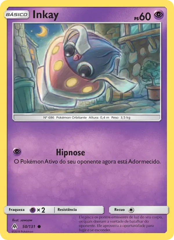 Inkay — Luz Proibida 50 Portuguese Pokémon card