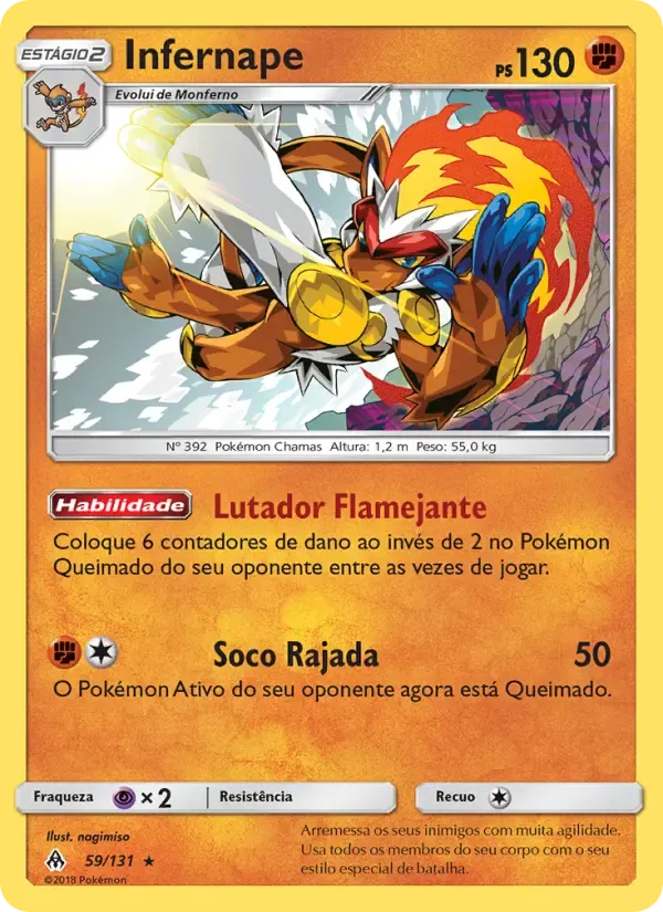 Infernape — Luz Proibida 59 Portuguese Pokémon card
