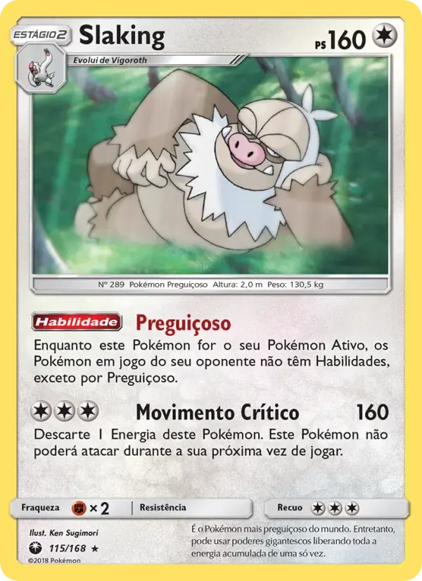 Slaking — Tempestade Celestial 115 Portuguese Pokémon card