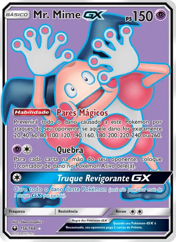 Mr. Mime GX — Tempestade Celestial 156 Portuguese Pokémon card