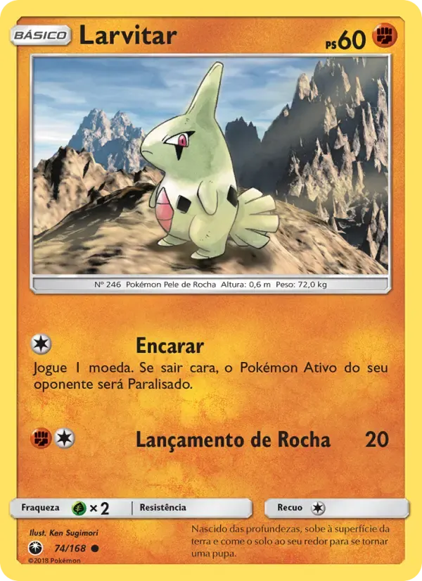 Larvitar — Tempestade Celestial 74 Portuguese Pokémon card