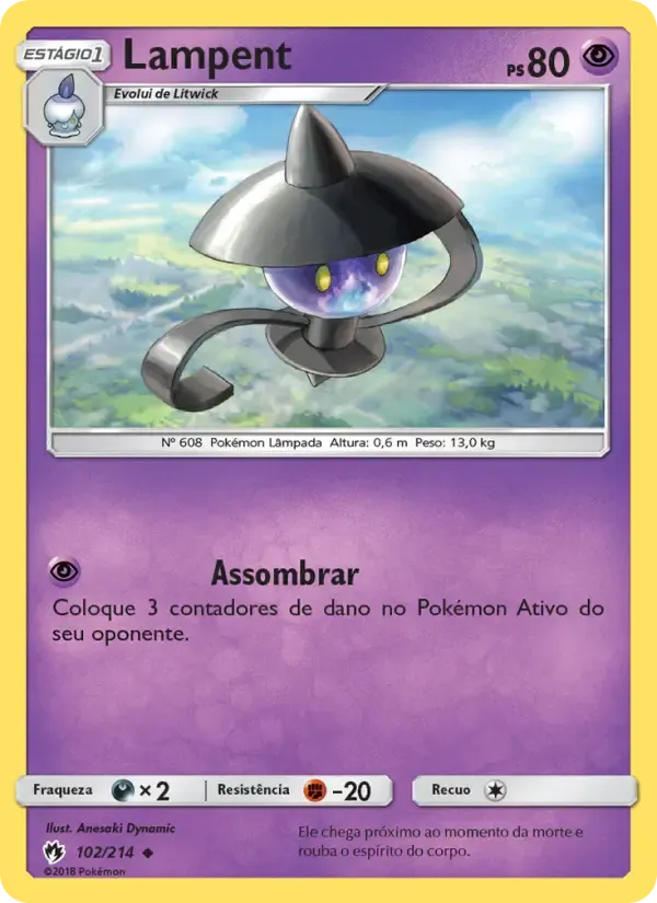 Lampent — Trovões Perdidos 102 Portuguese Pokémon card