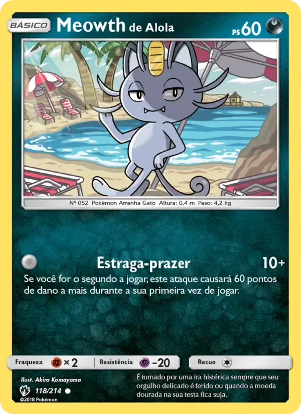 Meowth de Alola — Trovões Perdidos 118 Portuguese Pokémon card