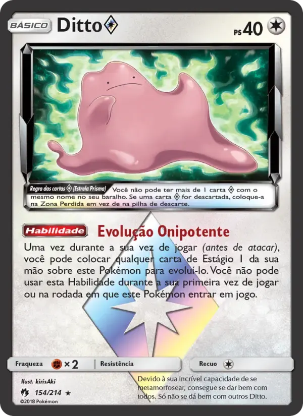 Ditto ◇ — Trovões Perdidos 154 Portuguese Pokémon card