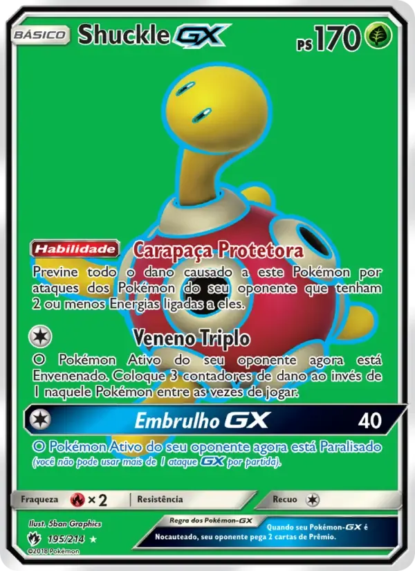Shuckle GX — Trovões Perdidos 195 Portuguese Pokémon card