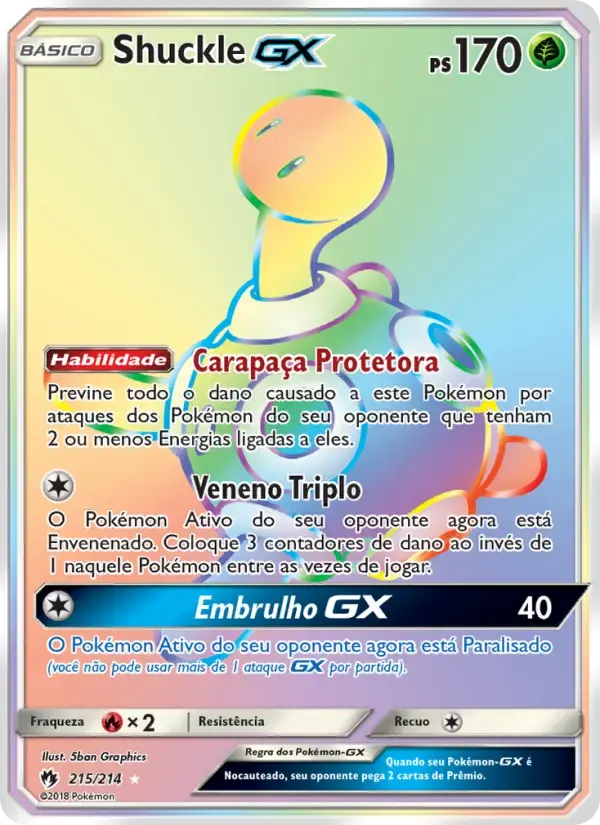 Shuckle GX — Trovões Perdidos 215 Portuguese Pokémon card