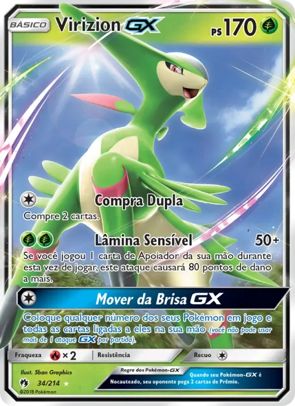 Virizion GX — Trovões Perdidos 34 Portuguese Pokémon card