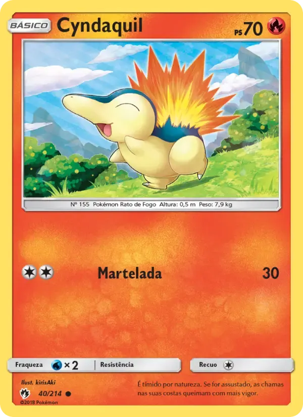 Cyndaquil — Trovões Perdidos 40 Portuguese Pokémon card