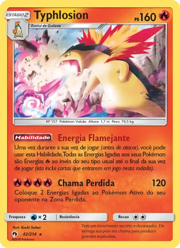 Typhlosion — Trovões Perdidos 42 Portuguese Pokémon card