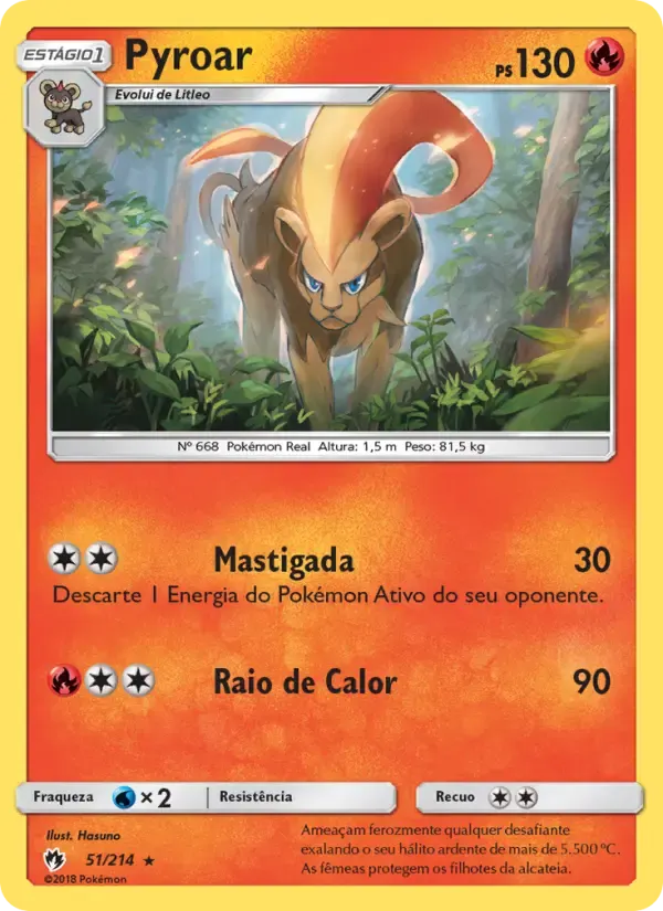 Pyroar — Trovões Perdidos 51 Portuguese Pokémon card
