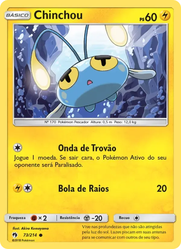 Chinchou — Trovões Perdidos 73 Portuguese Pokémon card