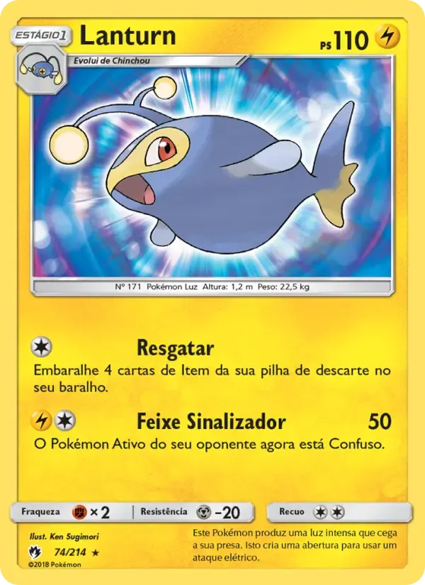 Lanturn — Trovões Perdidos 74 Portuguese Pokémon card