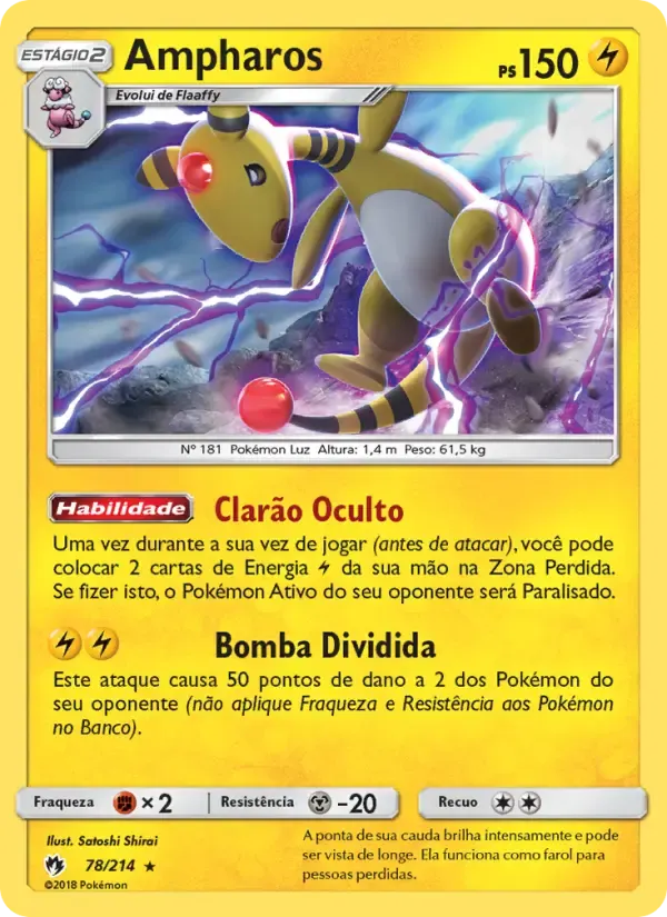 Ampharos — Trovões Perdidos 78 Portuguese Pokémon card