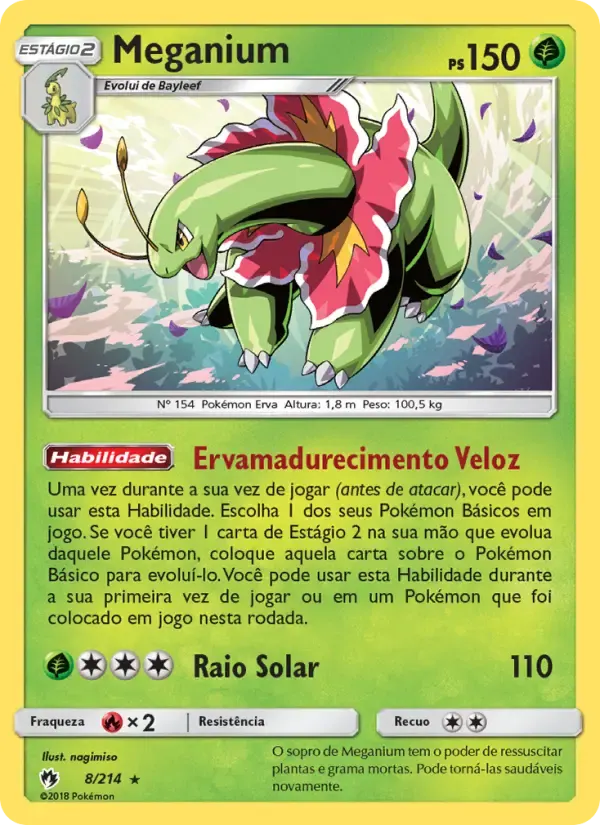 Meganium — Trovões Perdidos 8 Portuguese Pokémon card